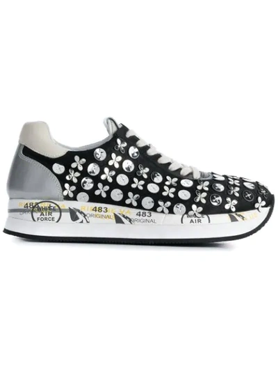 Premiata Conny 3623 Leather And Fabric Sneakers In Black
