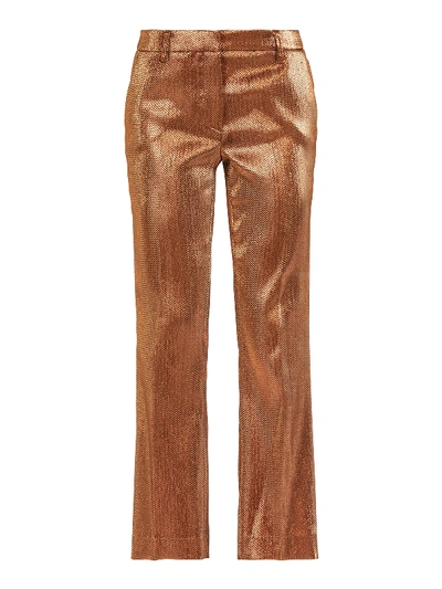 L'autre Chose Laminated Fabric Bootcut Trousers In Bronze