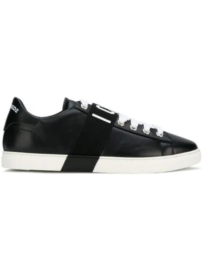 Dsquared2 Icon Leather Trainers In Black