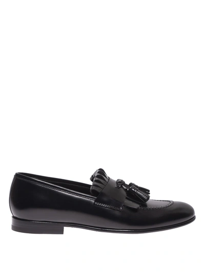 Barrett Fringed And Tasselled Brushed Leather Loafers In Black