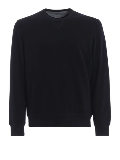 Brunello Cucinelli Dark Blue Stretch Cotton Sweatshirt