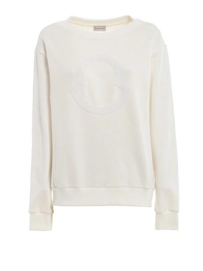 Moncler Crystal Logo White Cotton Sweatshirt