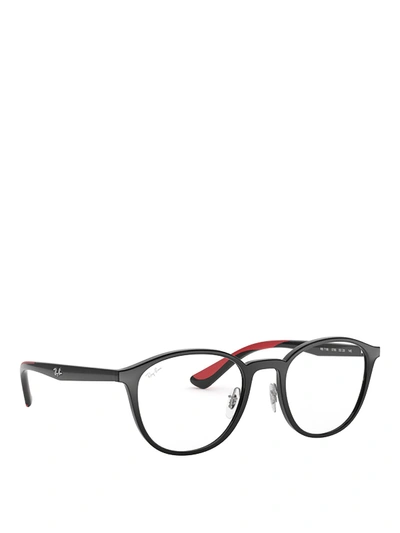 Ray Ban Red Temple Tips Acetate Eyeglasses In Black