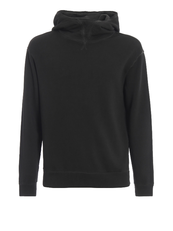 Dondup Faded Black Cotton Hoodie | ModeSens
