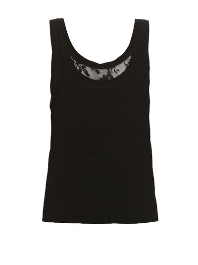 Alexander Mcqueen Silk And Lace Tiered Tank Top In Black