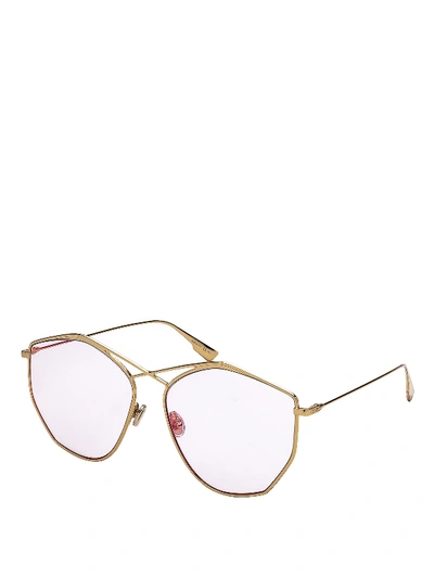 Dior Stellaire4 Geometric Frame Sunglasses In Gold