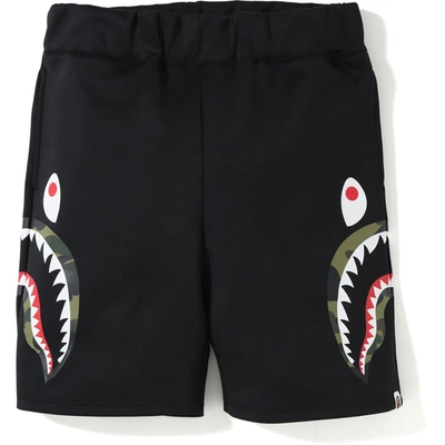 Pre-owned Bape  Double Knit Side Shark Shorts Black