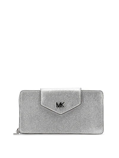 Michael Kors Silver-tone Metallic Leather Crossbody Bag