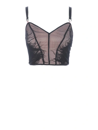 Mcq By Alexander Mcqueen Cady And Tulle Crop Top In Black