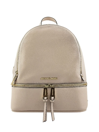 Michael Kors Rhea M Light Beige Leather Backpack