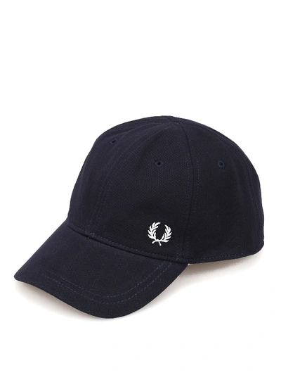 Fred Perry Logo Embroidery Pique Baseball Cap In Dark Blue