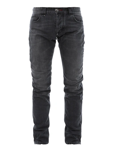 Philipp Plein Dark Grey Cotton Denim Jeans