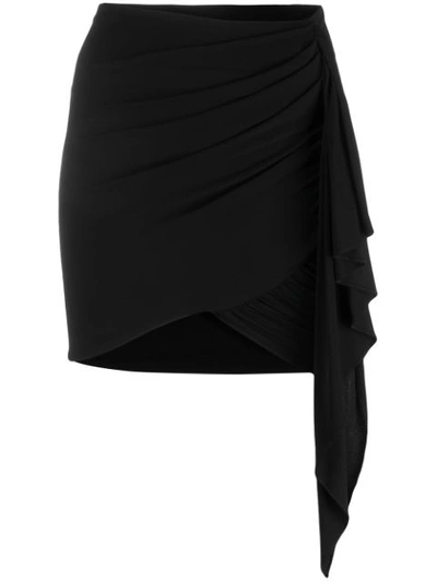 Alexandre Vauthier Ruffle Black Stretch Mini Skirt