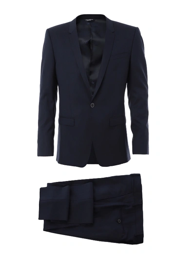 Dolce & Gabbana Dark Blue Cotton Two-piece Suit