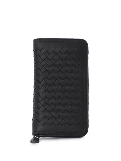 Bottega Veneta Black Woven Leather Wallet