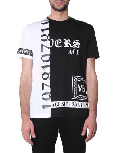 Versace Two-tone Cotton Printed T-shirt In Multicolor