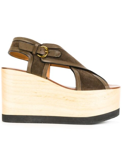 Isabel Marant Zlova Cross-strap Canvas Wedges In Brown