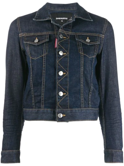Dsquared2 Classic Denim Jacket With Logo Application In Blue