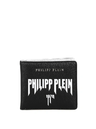 Philipp Plein Rock Pp Saffiano Faux Leather Wallet In Black