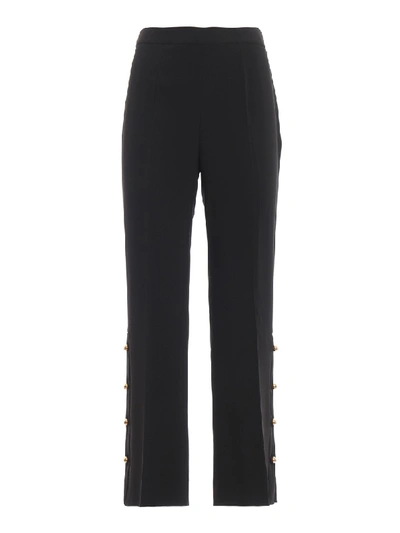 Prada Flared Trousers With Gold Tone Buttons In Black