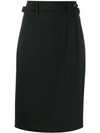 Red Valentino Belted Twill Pencil Skirt In Black