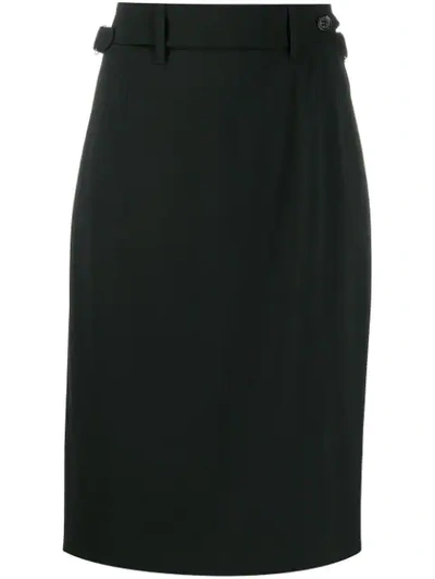 Red Valentino Belted Twill Pencil Skirt In Black