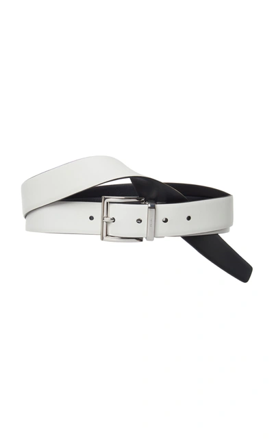 Prada White And Black Leather Reversible Belt