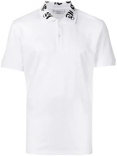 Alexander Mcqueen Polo Shirt With Logo Embroidery In White,black
