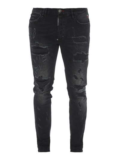 Philipp Plein Statement Destroyed Jeans In Black