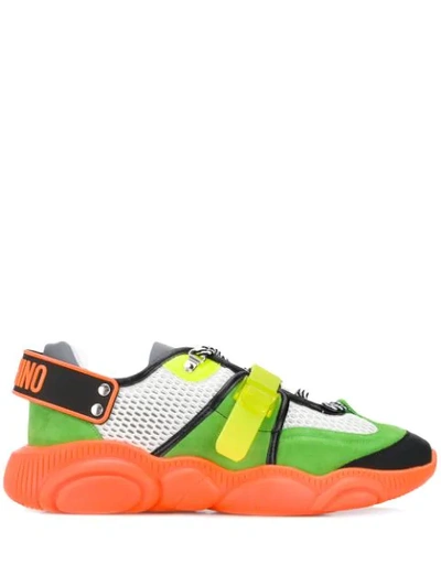 Moschino Mesh Logo Low-top Sneakers In Florescent Yellow