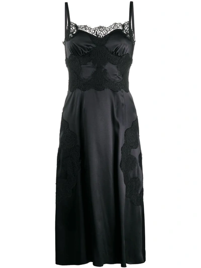 Dolce & Gabbana Lace Detailed Silk Blend Dress In Black