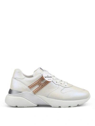 Hogan Active One Pearly Leather Sneakers In White