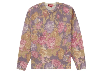 Pre-owned Supreme  Printed Floral Angora Sweater Purple