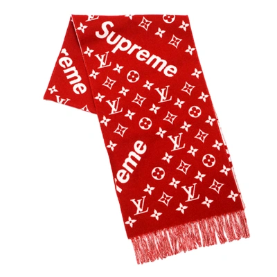 Pre-owned Supreme  X Louis Vuitton Monogram Scarf Red