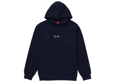 Pre-owned Supreme  Tag Logo Hooded Sweatshirt Navy