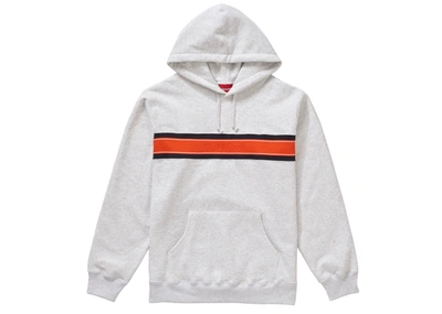 Pre-owned Supreme  Chest Stripe Logo Hooded Sweatshirt Ash Grey