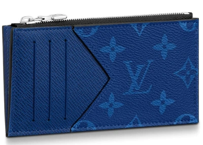 Pre-owned Louis Vuitton  Coin Card Holder Monogram Pacific Taiga Blue
