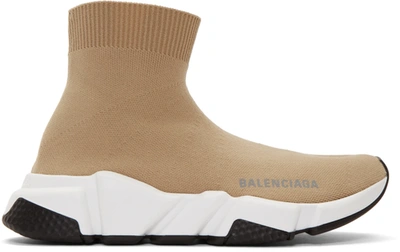 Pre-owned Balenciaga Speed Trainer Beige (women's) In Beige/white