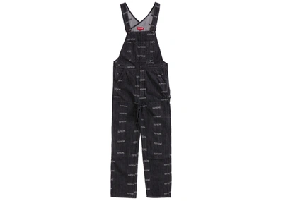 Pre-owned Supreme  Logo Denim Overalls Black