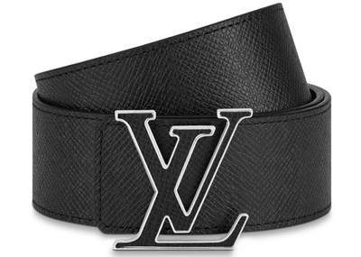 Pre-owned Louis Vuitton Lv Initiales Reversible Belt Monogram Eclipse Taiga  40mm Black
