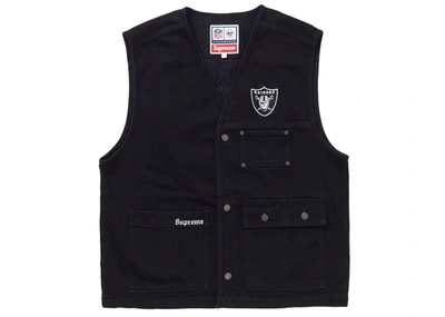 Pre-owned Supreme Nfl X Raiders X '47 Denim Vest Black