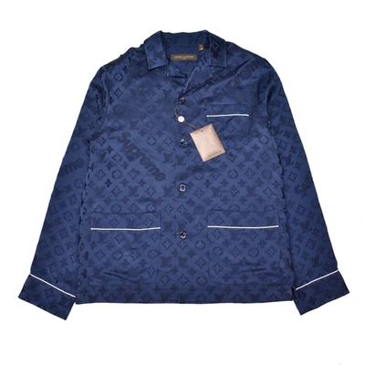 Louis Vuitton x Supreme Jacquard Silk Pajama Shirt | Size S, Apparel in White/Blue