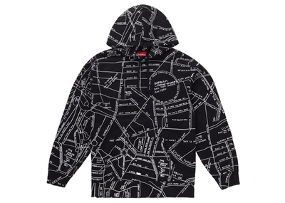 Pre-owned Supreme  Gonz Embroidered Map Hooded Sweatshirt Black