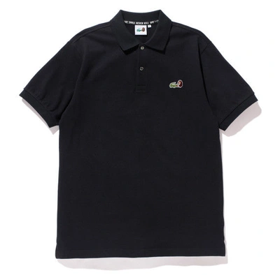 Pre-owned Bape  X Lacoste  Embroidered Logo Polo Shirt Black