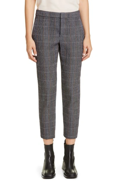 Chloé Plaid Wool High-rise Cuffed Pants In Minimal Grey