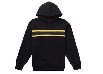 Pre-owned Supreme  Chest Stripe Logo Hooded Sweatshirt Black