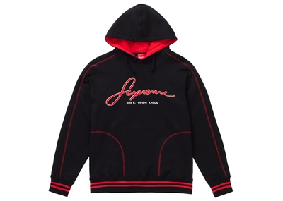 Pre-owned Supreme  Contrast Embroidered Hooded Sweatshirt Black