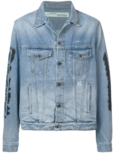 Off-white Stonewashed Printed Denim Jacket In Blue