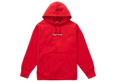 Pre-owned Supreme  Swarovski Box Logo Hooded Sweatshirt Red