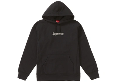 Pre-owned Supreme  Swarovski Box Logo Hooded Sweatshirt Black